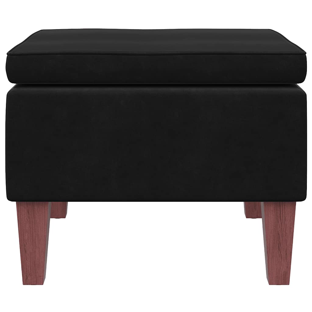 Tabouret avec pieds en bois Noir Velours - XIOS