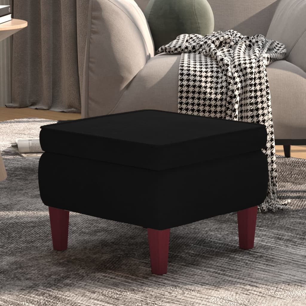 Tabouret avec pieds en bois Noir Velours - XIOS