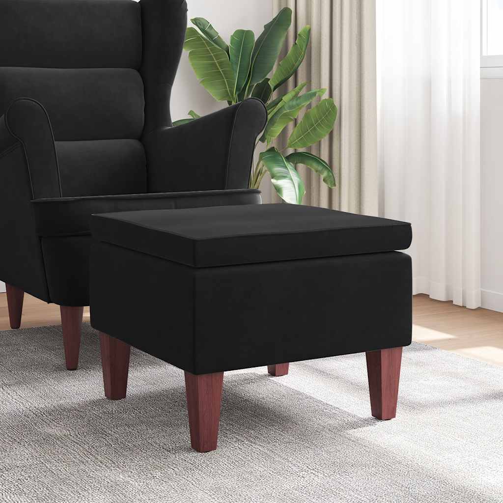 Tabouret avec pieds en bois Noir Velours - XIOS