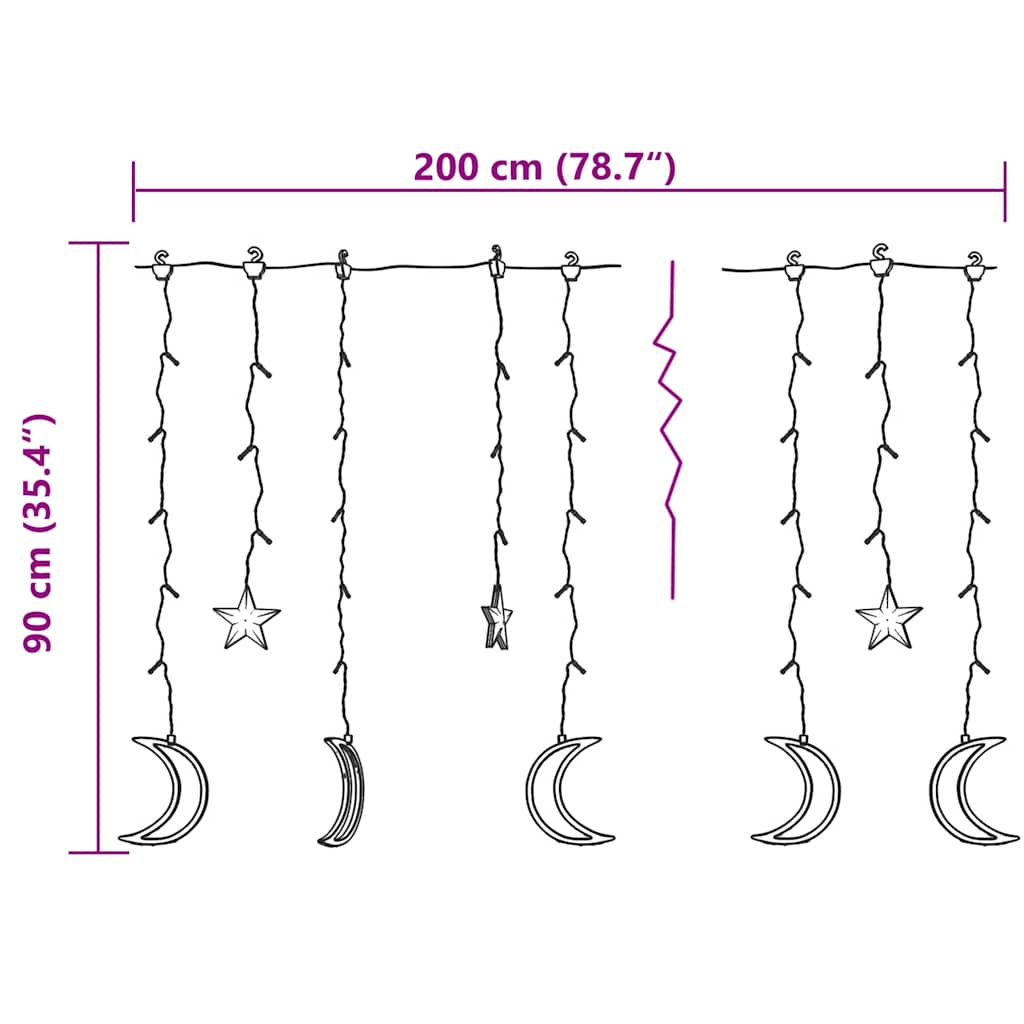 Guirlande lumineuse étoile et lune avec télécommande 138 LED - XIOS