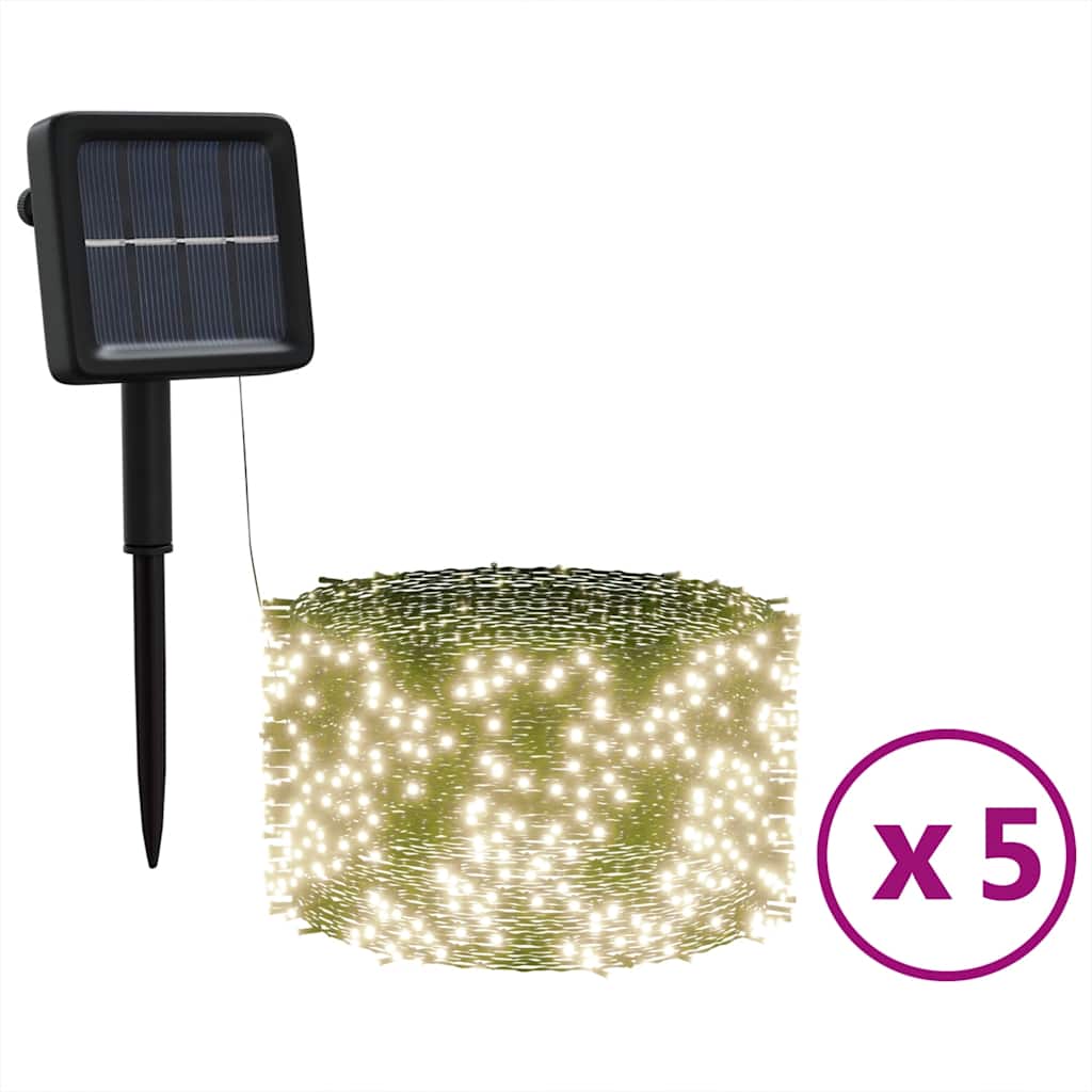 Lampes solaires 5 pcs 5x200 LED Blanc chaud Intérieur Extérieur