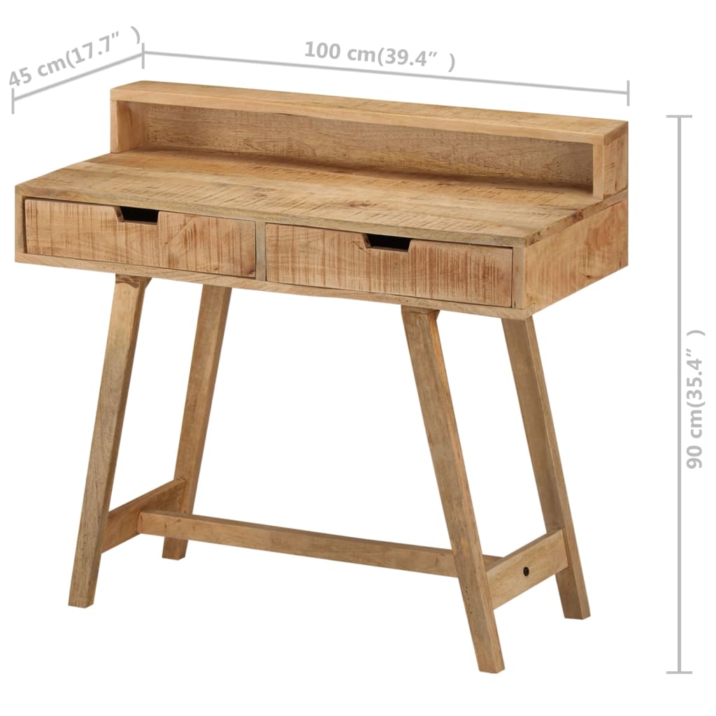Bureau 100x45x90 cm Bois de manguier brut solide - XIOS