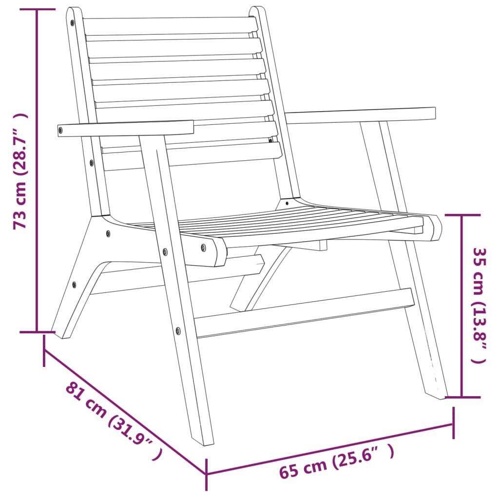 Chaises de jardin lot de 2 Bois d'acacia solide