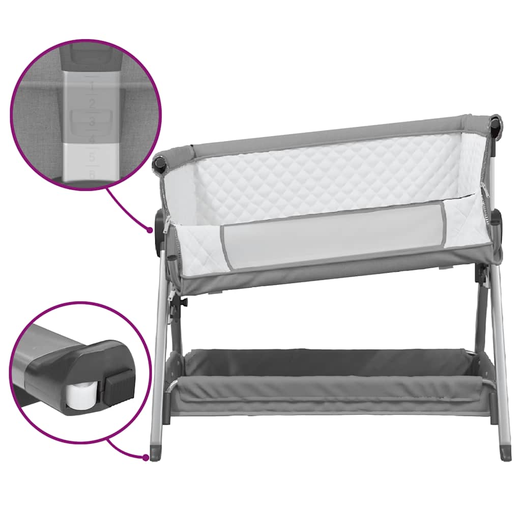 Lit pour bébé avec matelas Gris clair Tissu de lin - XIOS