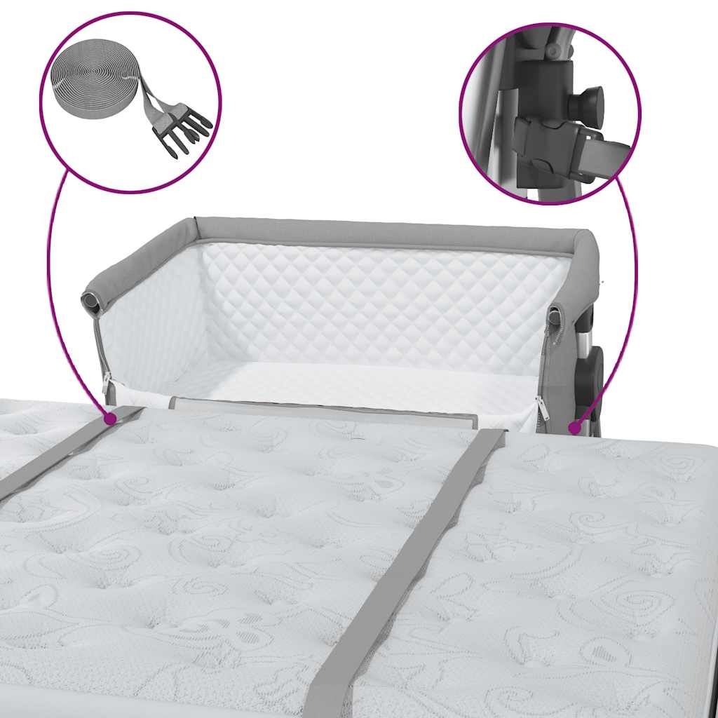 Lit pour bébé avec matelas Gris clair Tissu de lin - XIOS
