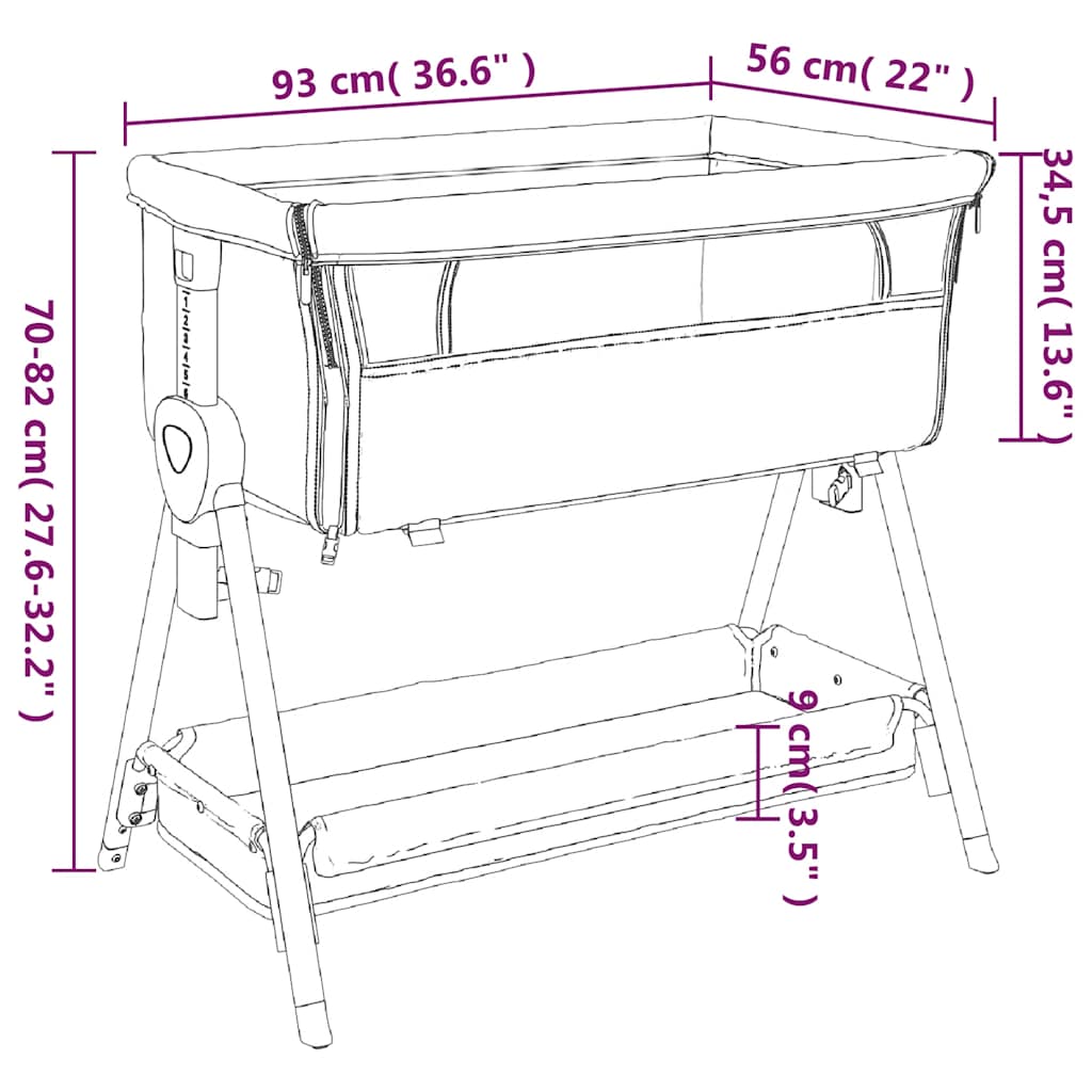Lit pour bébé avec matelas Gris clair Tissu de lin - XIOS