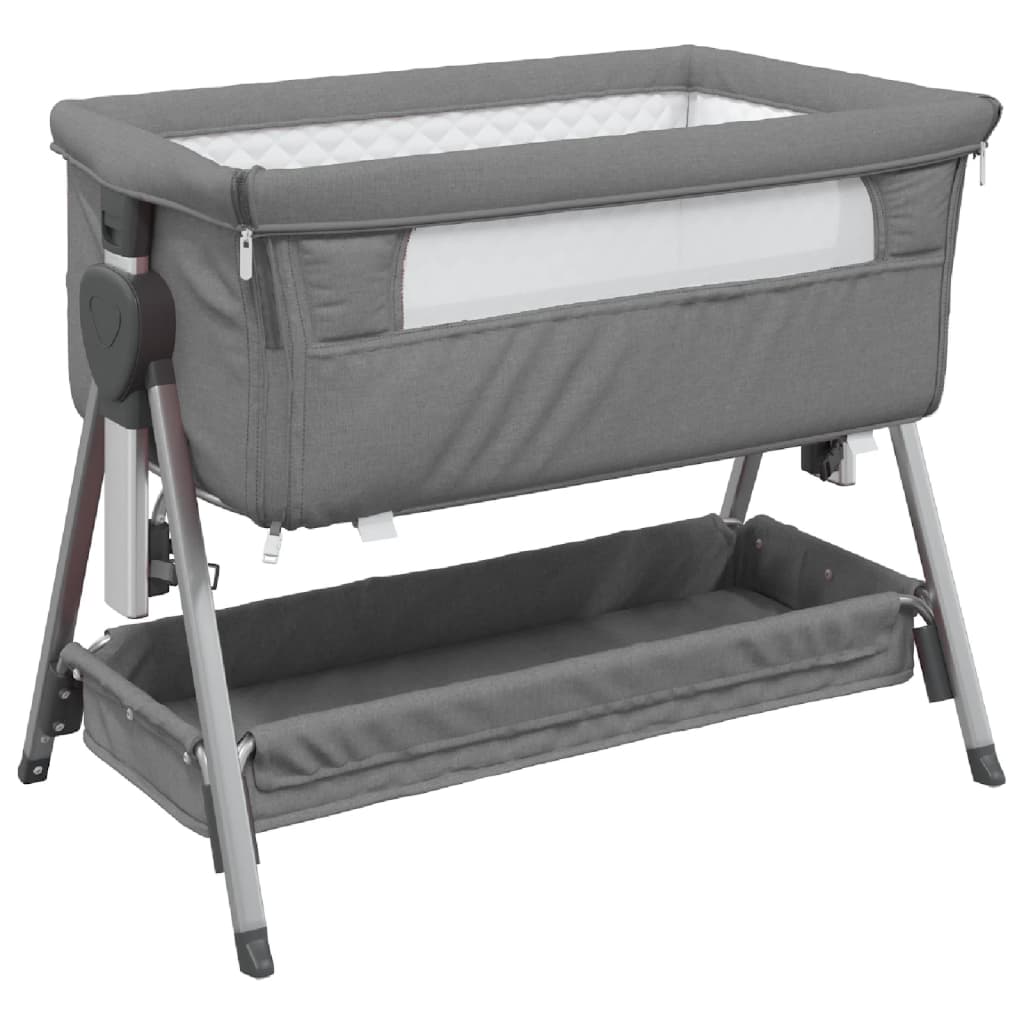 Lit pour bébé avec matelas Gris foncé Tissu de lin - XIOS