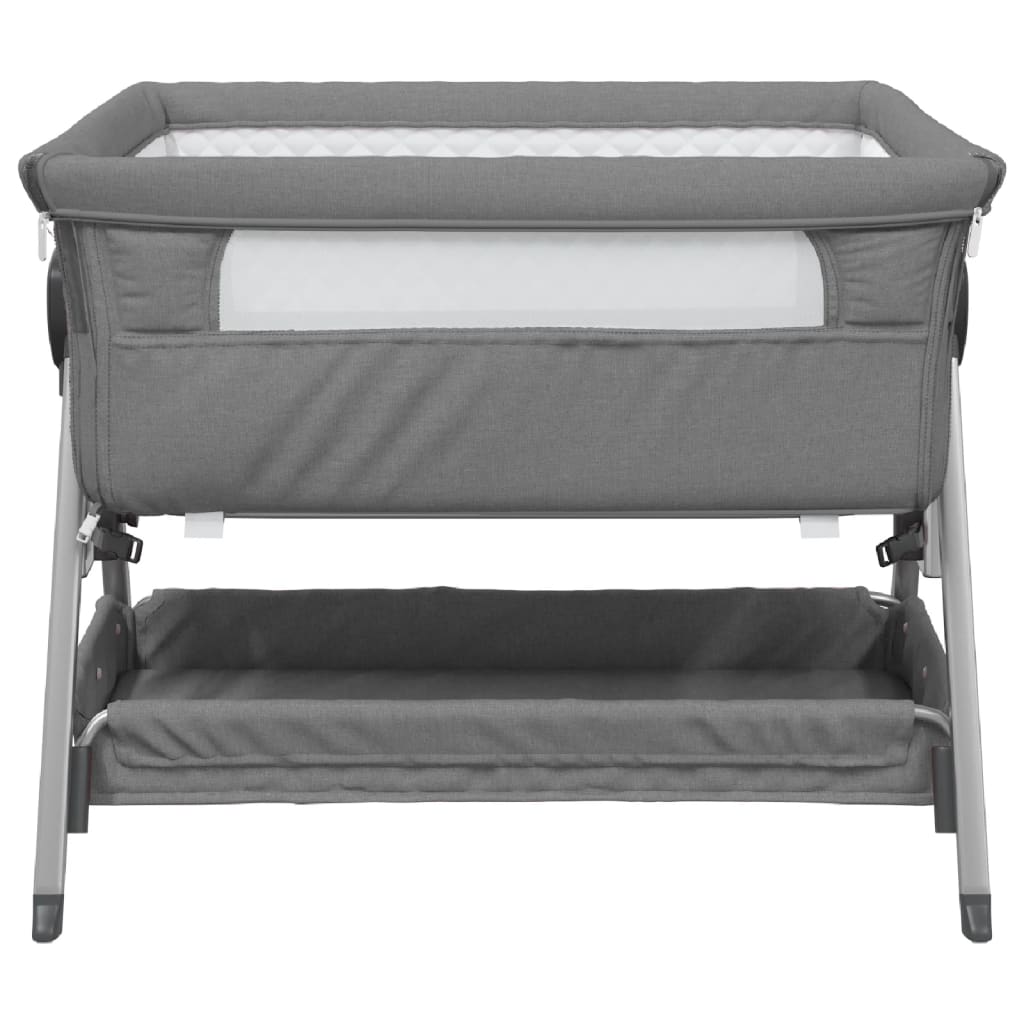 Lit pour bébé avec matelas Gris foncé Tissu de lin - XIOS
