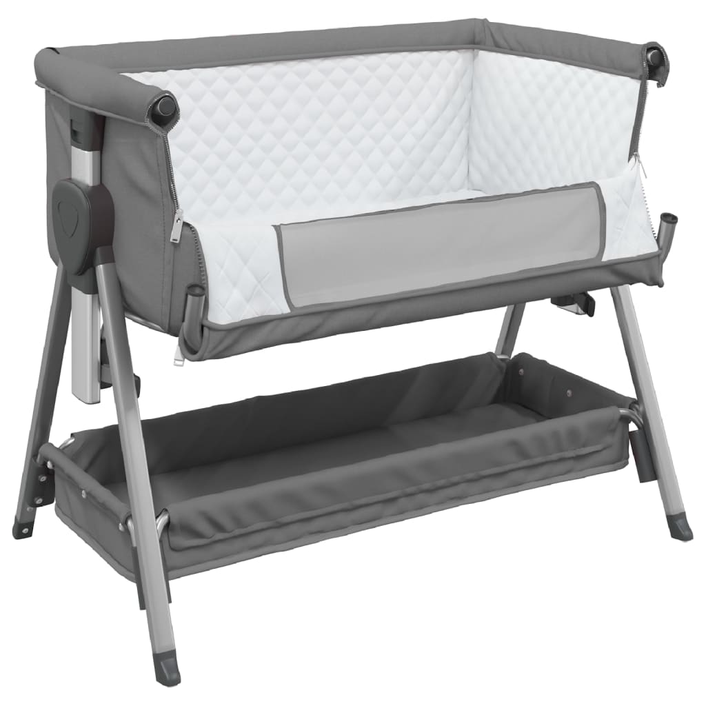 Lit pour bébé avec matelas Gris foncé Tissu de lin - XIOS