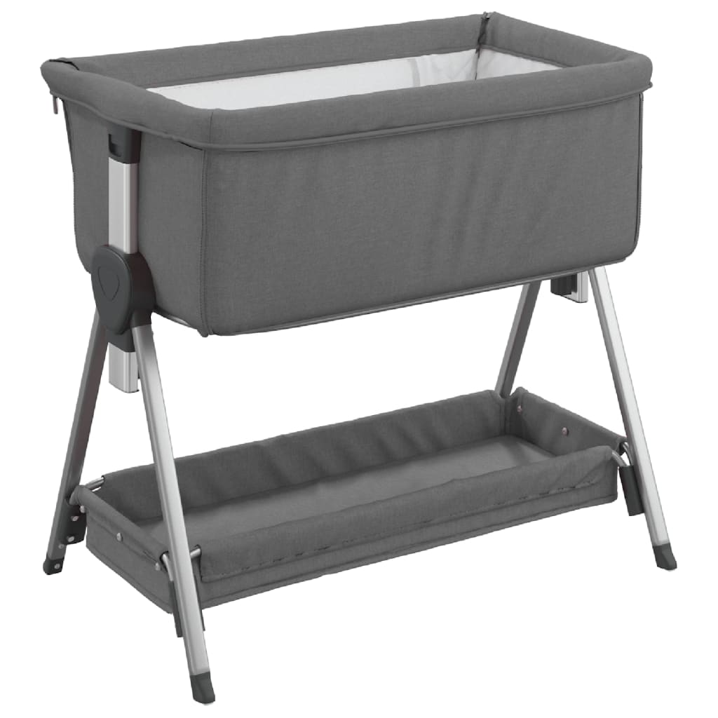 Lit pour bébé avec matelas Gris foncé Tissu de lin - XIOS