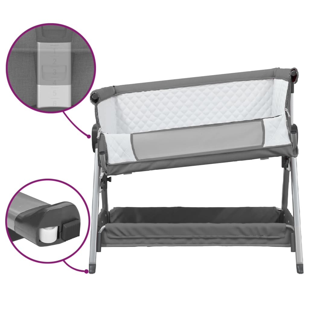 Lit pour bébé avec matelas Gris foncé Tissu de lin - XIOS