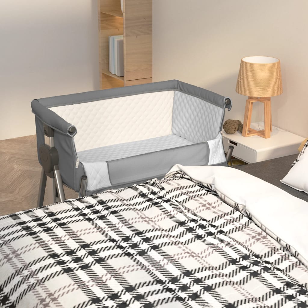 Lit pour bébé avec matelas Gris foncé Tissu de lin - XIOS