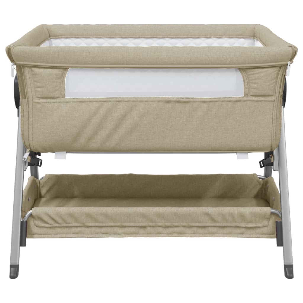 Lit pour bébé avec matelas Taupe Tissu de lin - XIOS