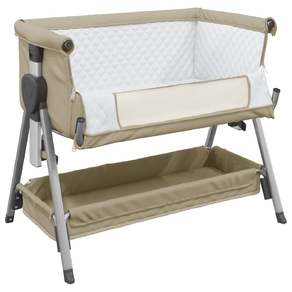 Lit pour bébé avec matelas Taupe Tissu de lin - XIOS