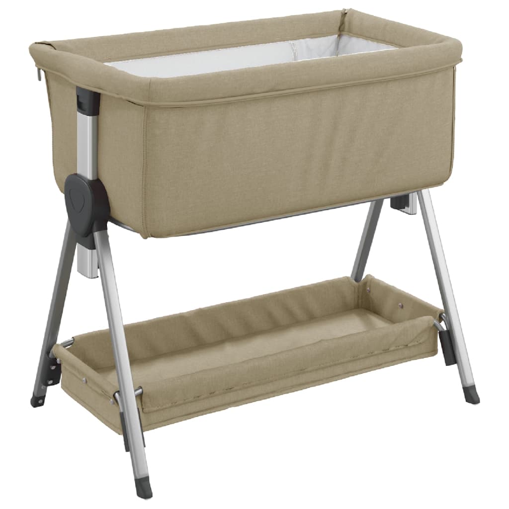 Lit pour bébé avec matelas Taupe Tissu de lin - XIOS