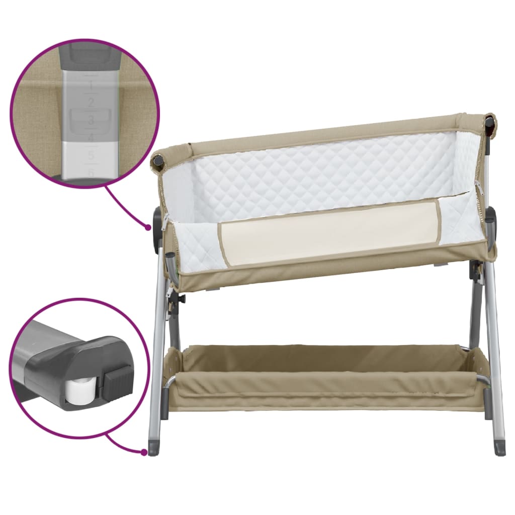 Lit pour bébé avec matelas Taupe Tissu de lin - XIOS