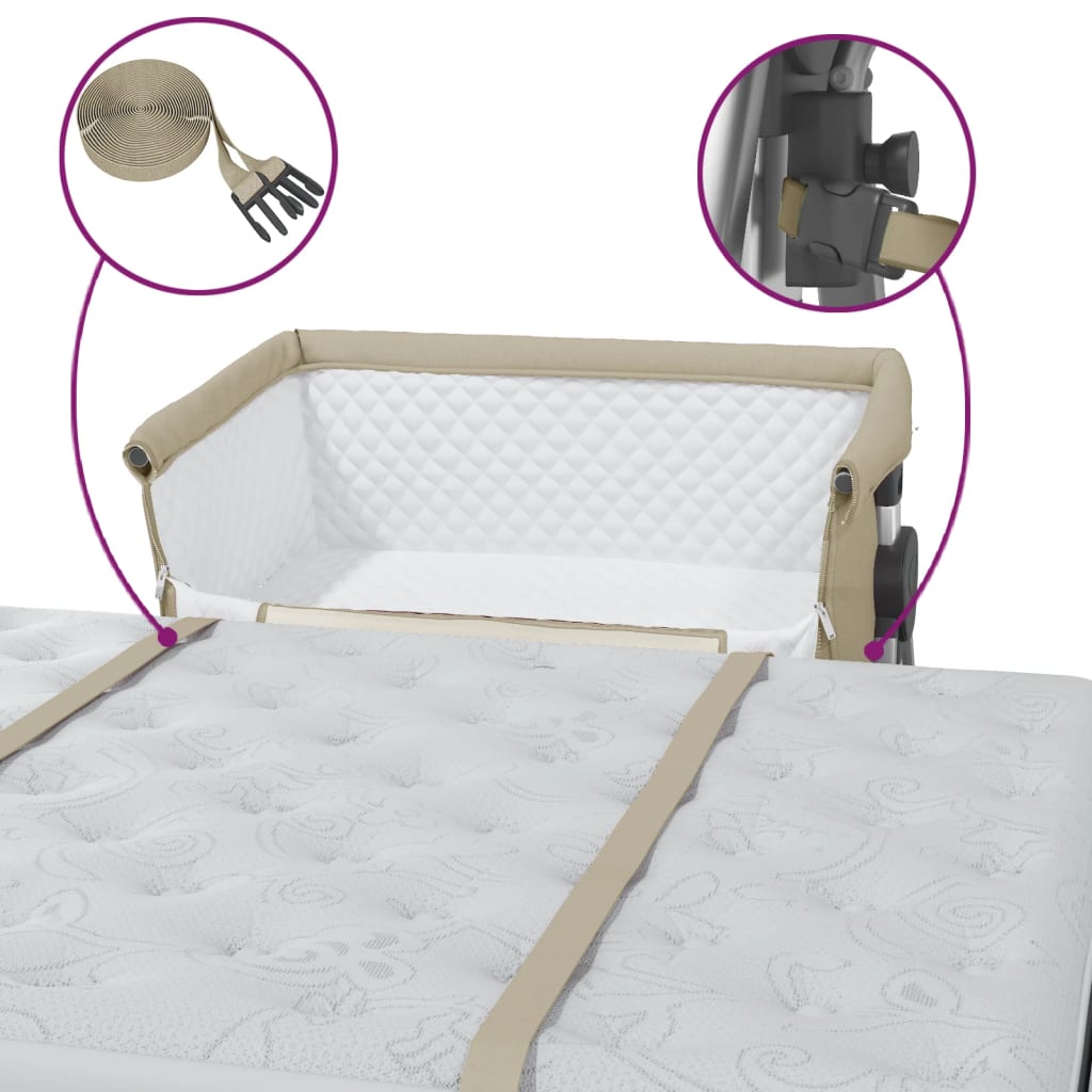 Lit pour bébé avec matelas Taupe Tissu de lin - XIOS