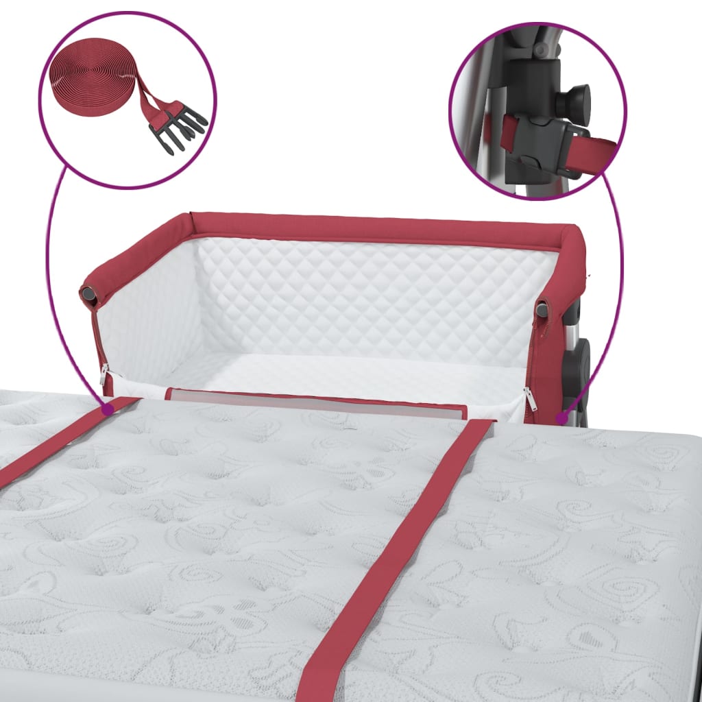 Lit pour bébé avec matelas Rouge Tissu de lin - XIOS