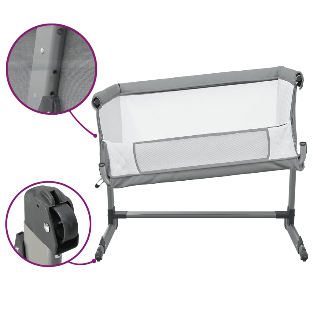 Lit pour bébé avec matelas Gris clair Tissu de lin - XIOS