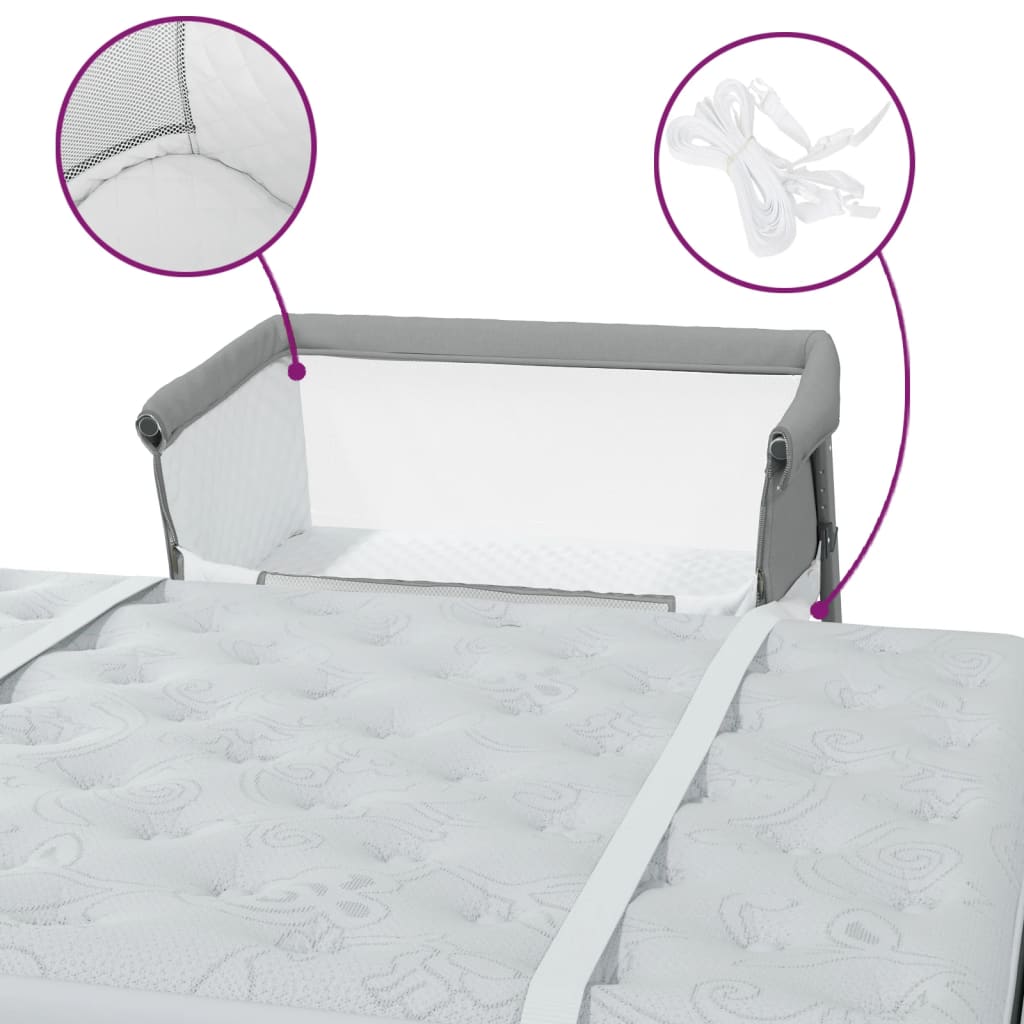 Lit pour bébé avec matelas Gris clair Tissu de lin - XIOS