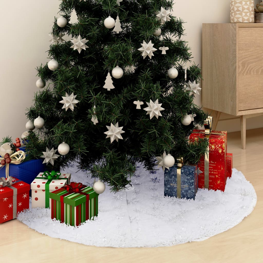 Jupe de sapin de Noël de luxe blanche 150 cm en fausse fourrure - XIOS