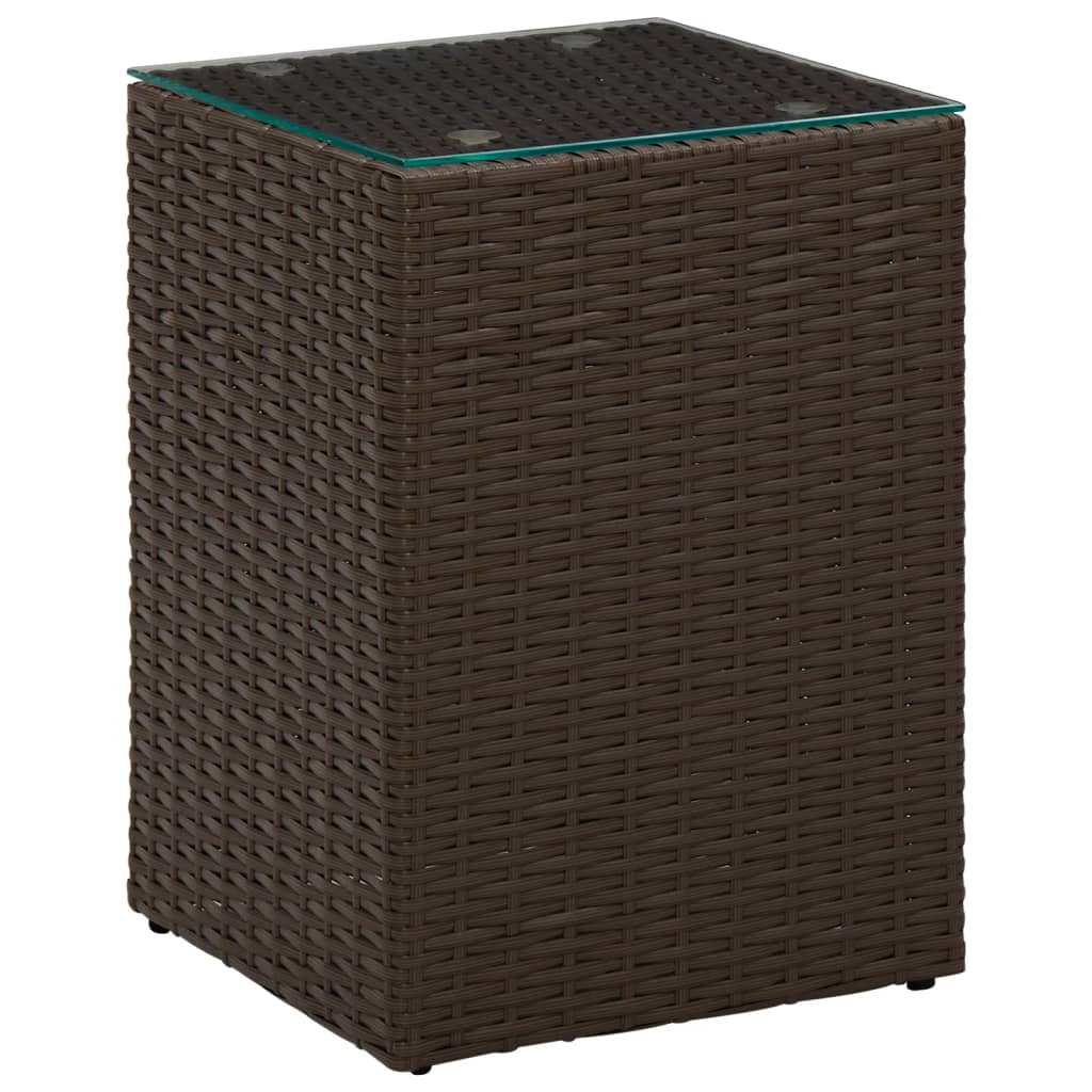 Table d'appoint dessus verre Marron 35x35x52 cm Résine tressée - XIOS
