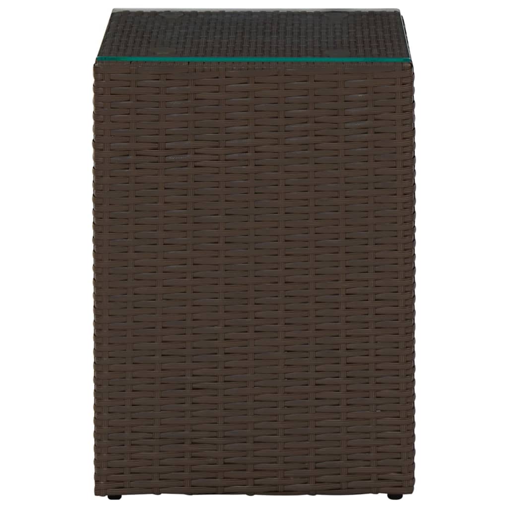 Table d'appoint dessus verre Marron 35x35x52 cm Résine tressée - XIOS