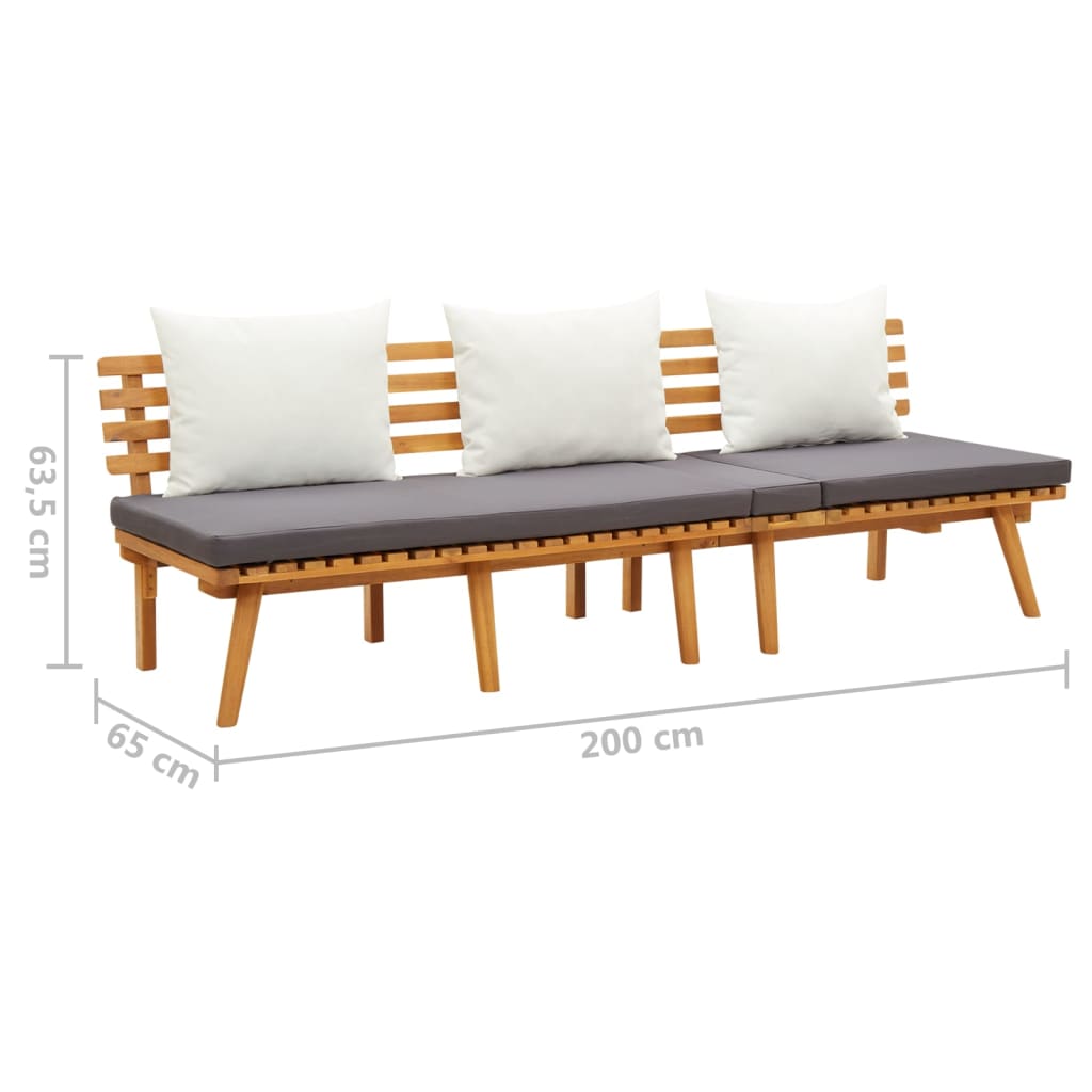 Lit de repos de jardin 200x65 cm Bois d'acacia solide - XIOS