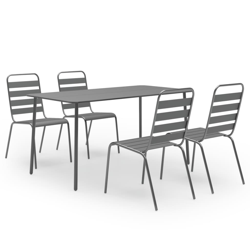 Ensemble à manger de jardin 5 pcs Acier Gris foncé