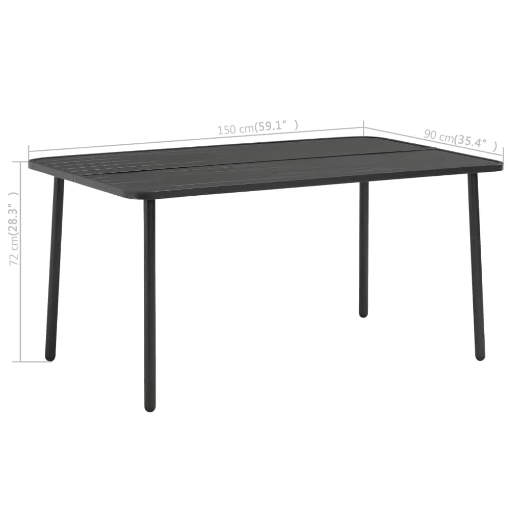 Ensemble à manger de jardin 5 pcs Acier Gris foncé