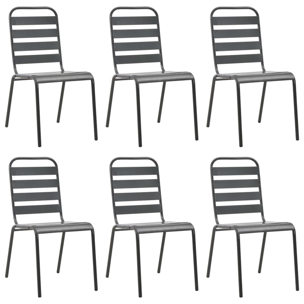 Ensemble à manger de jardin 7 pcs Acier Gris foncé