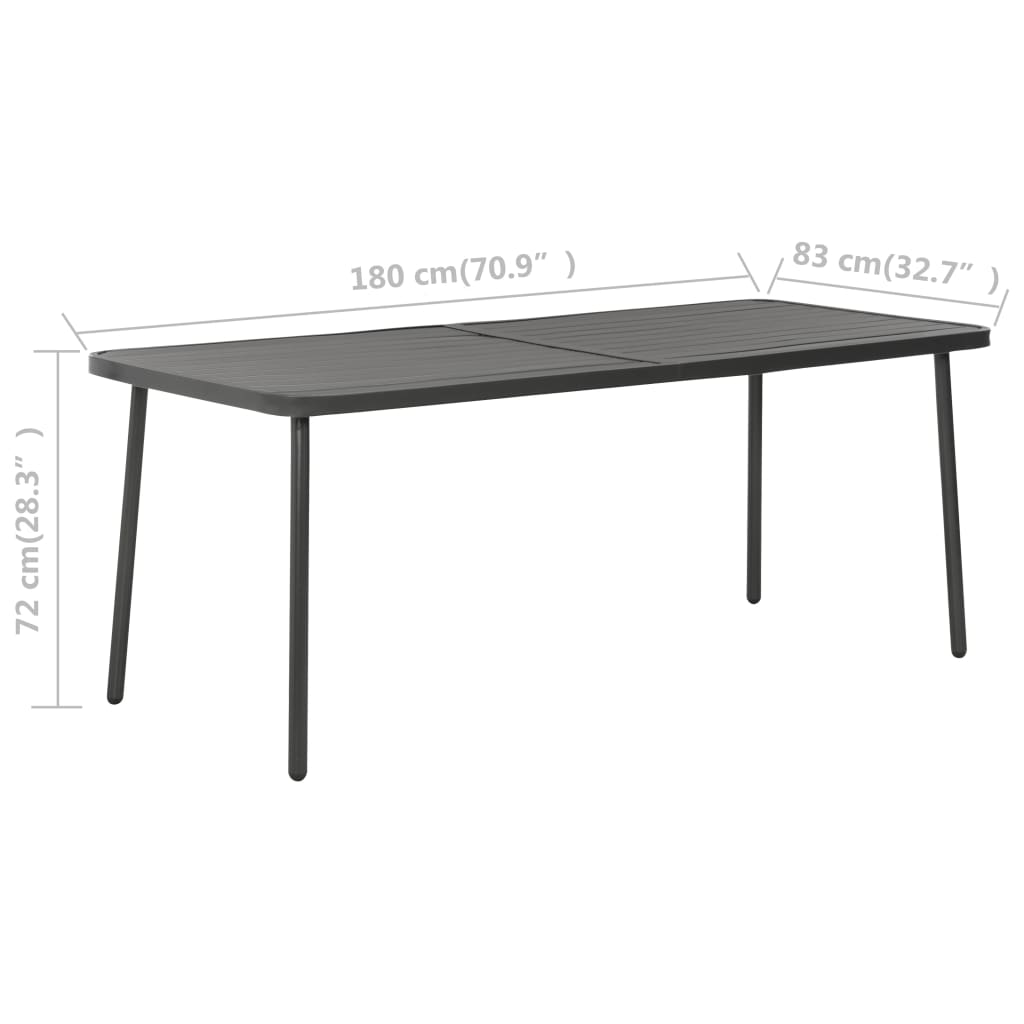 Ensemble à manger de jardin 7 pcs Acier Gris foncé