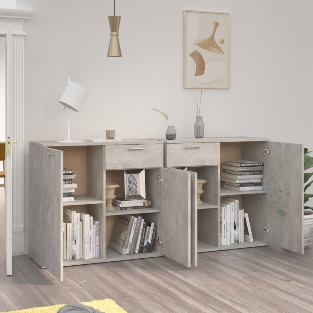 Buffet Gris béton 160x36x75 cm Bois d'ingénierie - XIOS