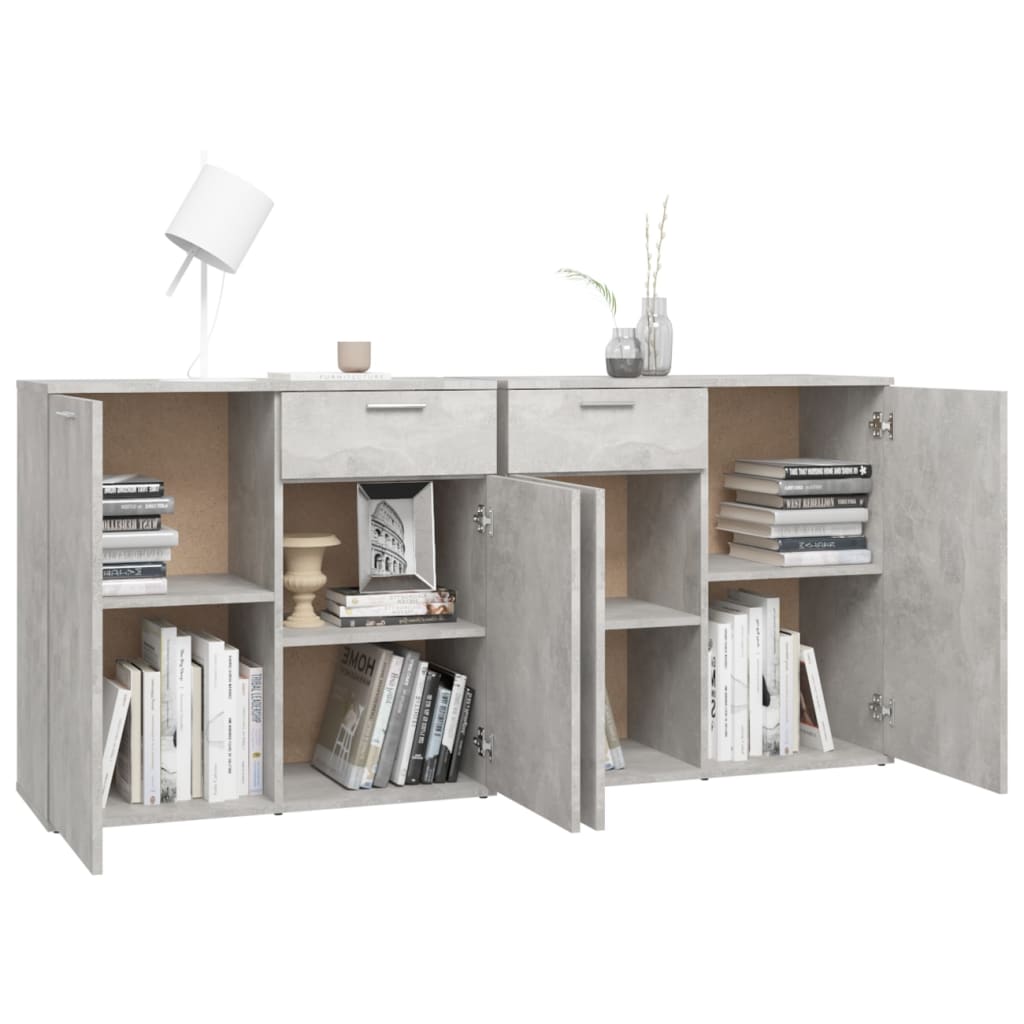 Buffet Gris béton 160x36x75 cm Bois d'ingénierie - XIOS