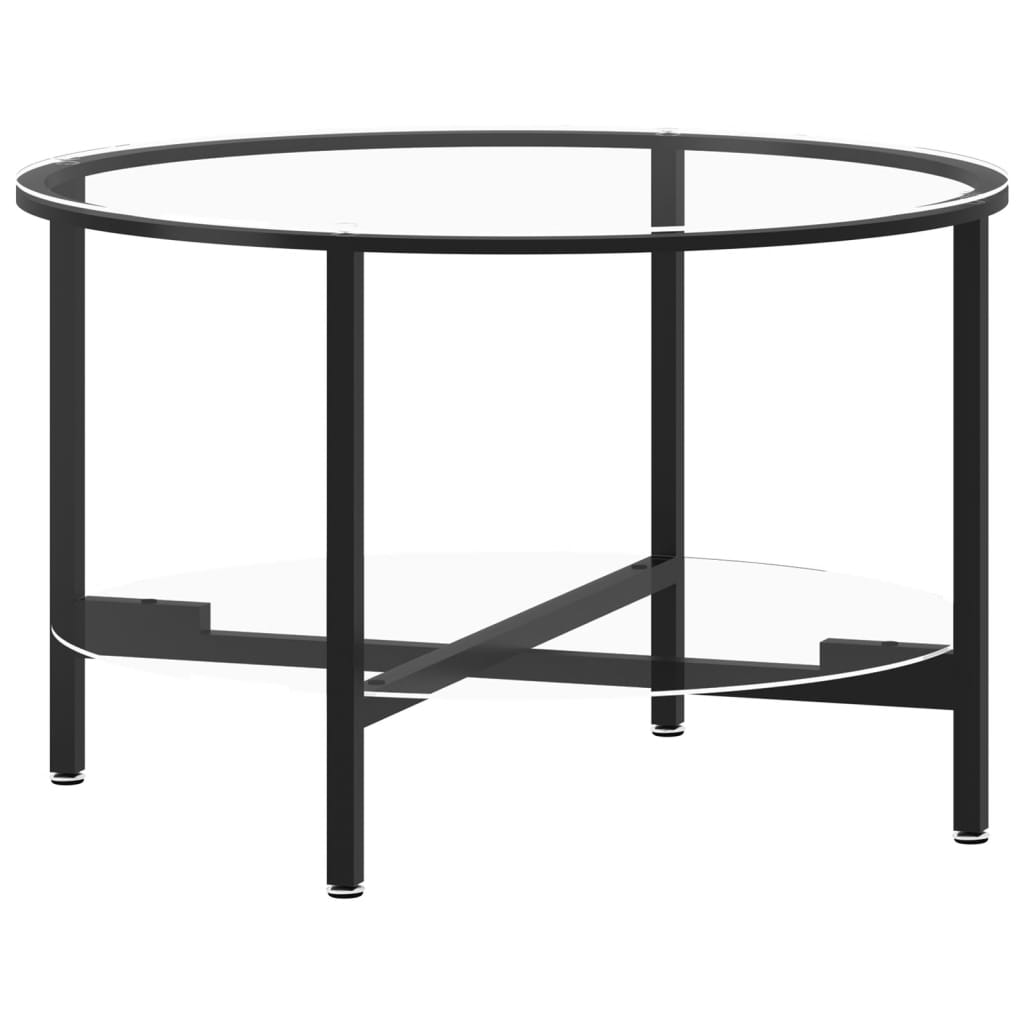 Table à thé Noir et transparent 70 cm Verre trempé - XIOS