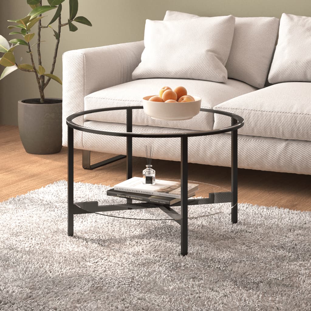 Table à thé Noir et transparent 70 cm Verre trempé - XIOS