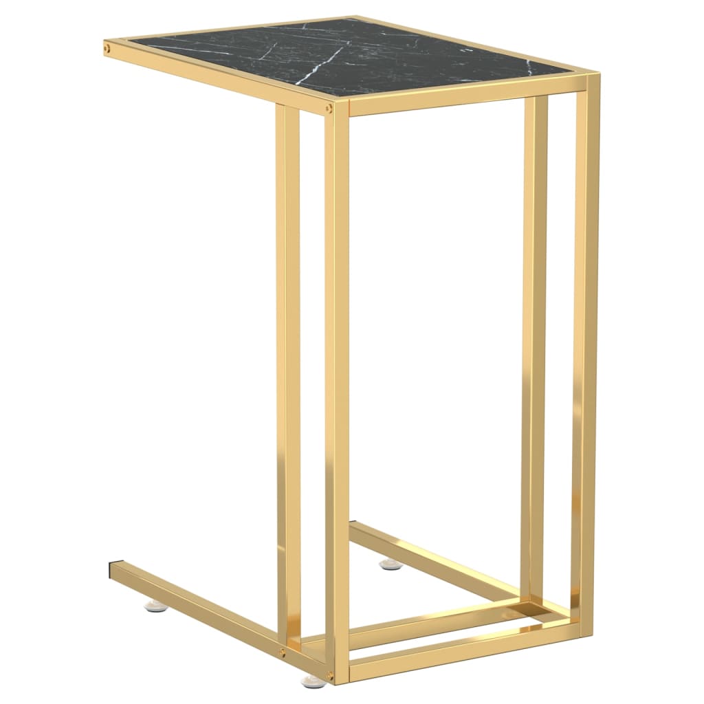Table d'appoint ordinateur Marbre noir 50x35x65 cm Verre trempé - XIOS