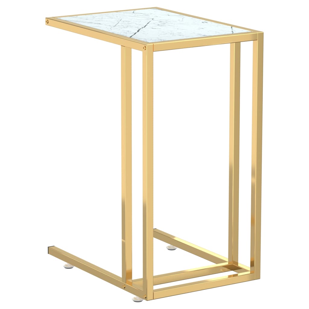 Table d'appoint ordinateur Marbre blanc 50x35x65cm Verre trempé - XIOS