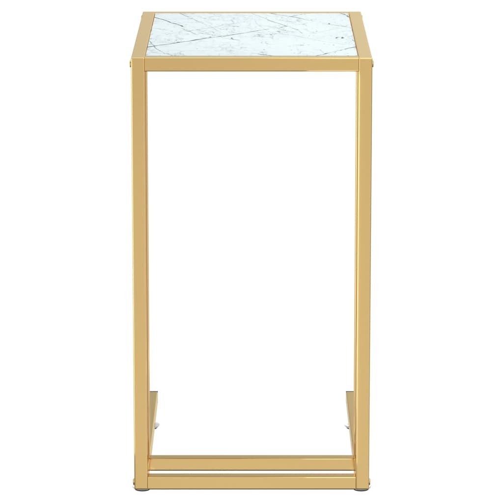 Table d'appoint ordinateur Marbre blanc 50x35x65cm Verre trempé - XIOS