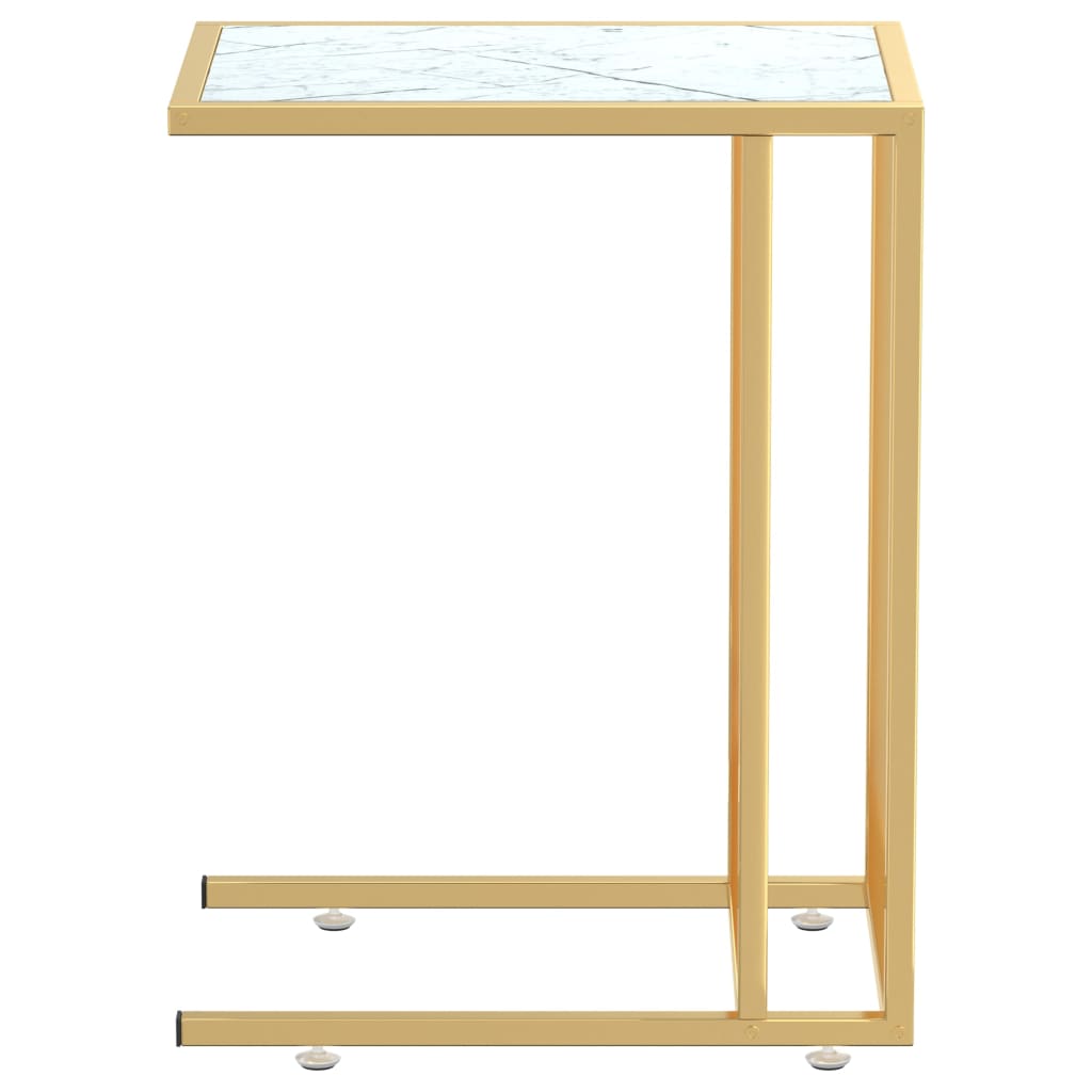 Table d'appoint ordinateur Marbre blanc 50x35x65cm Verre trempé - XIOS