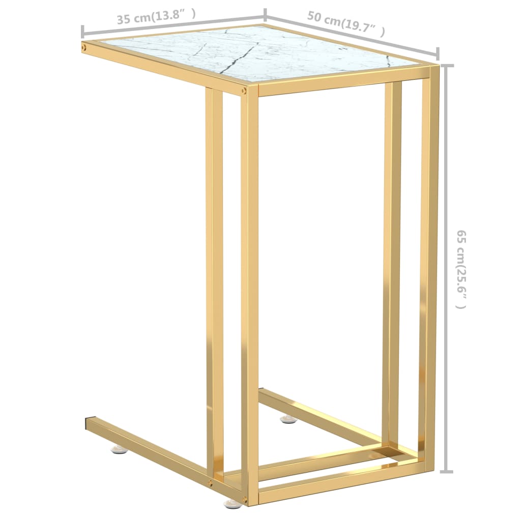 Table d'appoint ordinateur Marbre blanc 50x35x65cm Verre trempé - XIOS