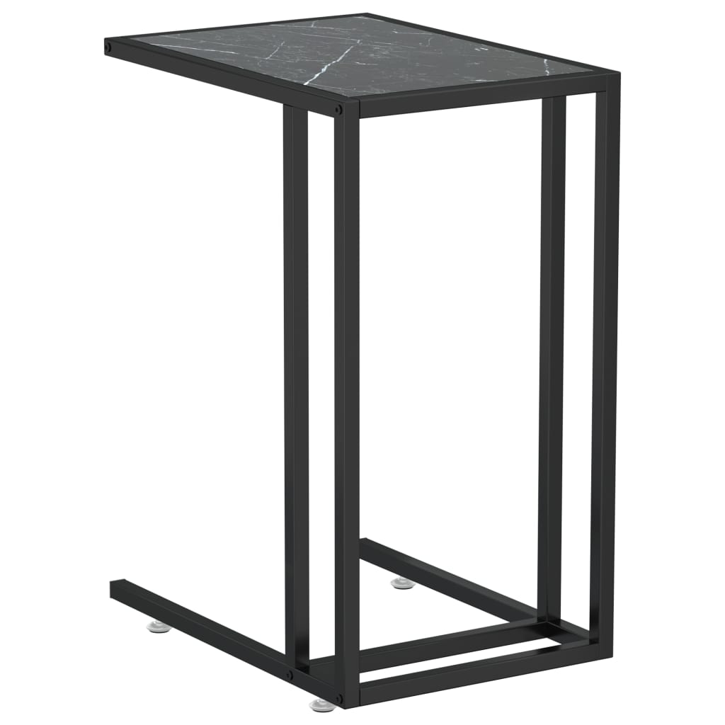Table d'appoint ordinateur Marbre noir 50x35x65 cm Verre trempé - XIOS
