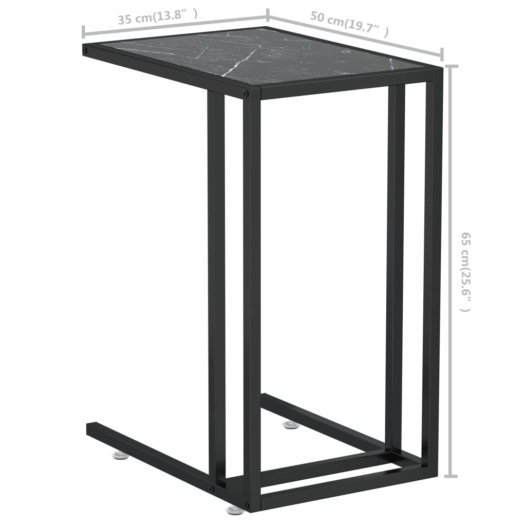Table d'appoint ordinateur Marbre noir 50x35x65 cm Verre trempé - XIOS