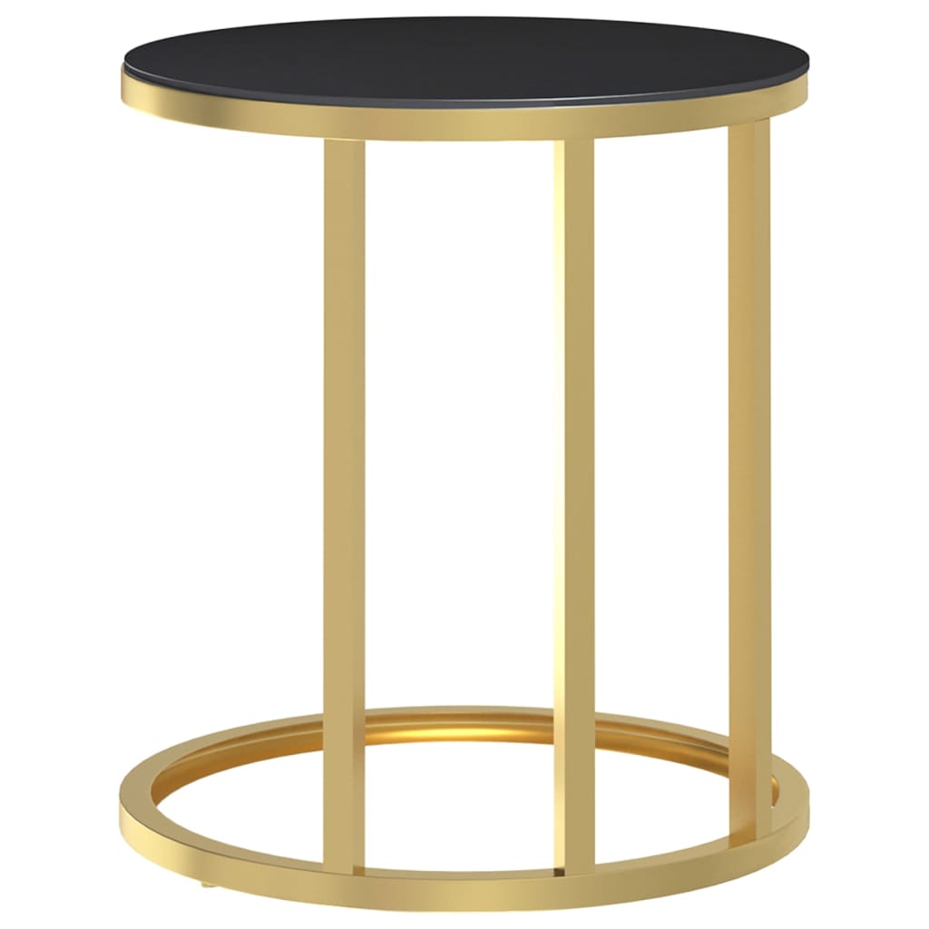 Table d'appoint Doré et noir 45 cm Verre trempé - XIOS