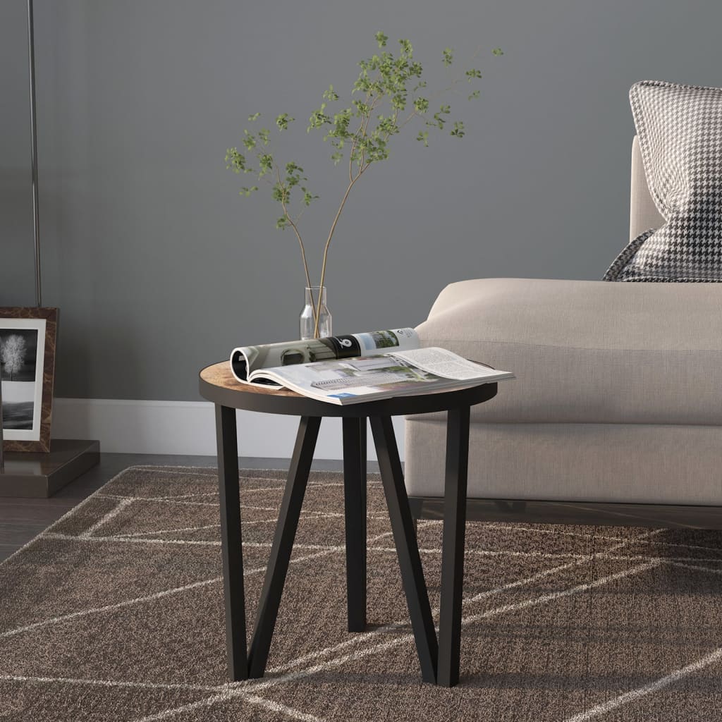 Table à thé Noir et jaune Ø35 cm MDF - XIOS