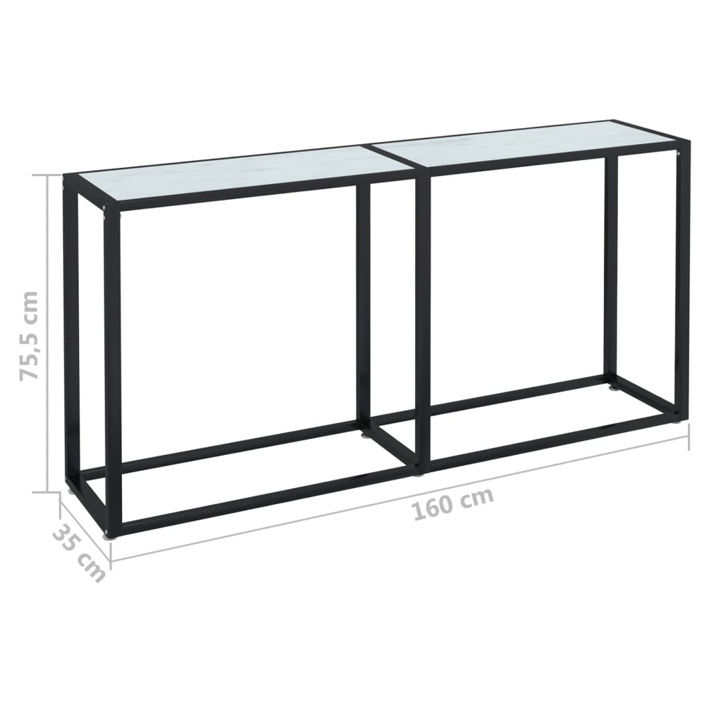 Table console Marbre blanc 160x35x75,5 cm Verre trempé - XIOS