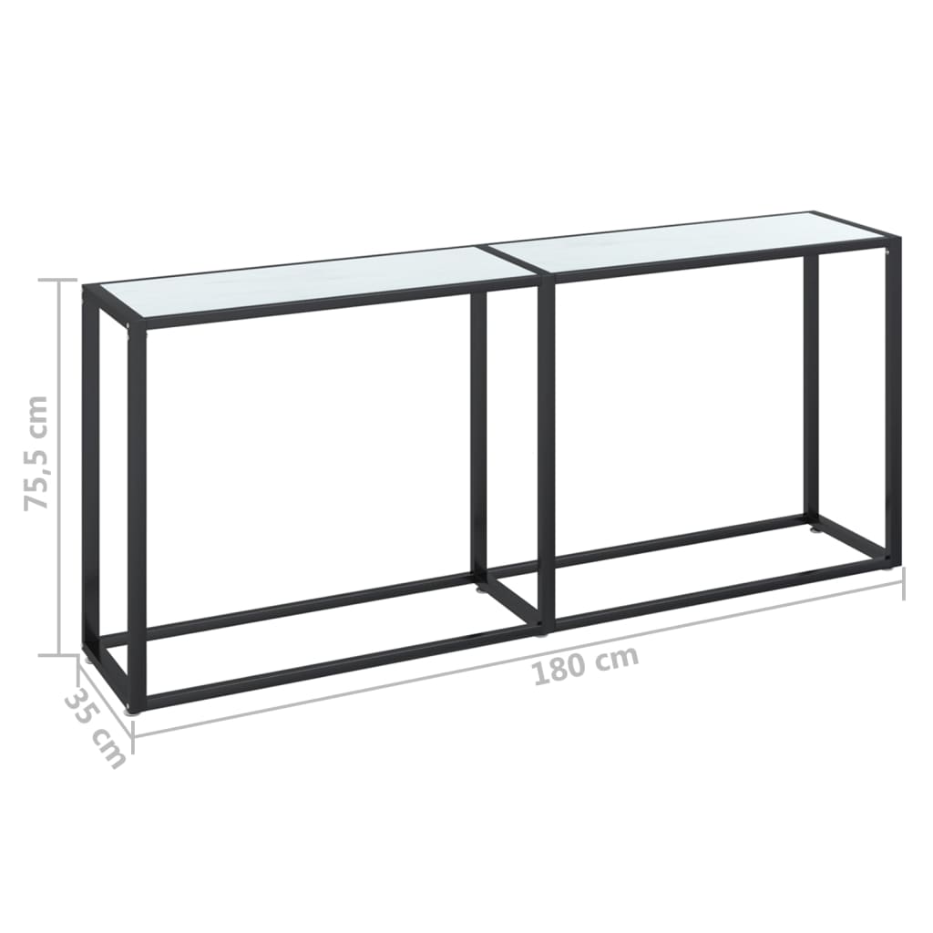 Table console Marbre blanc 180x35x75,5 cm Verre trempé - XIOS