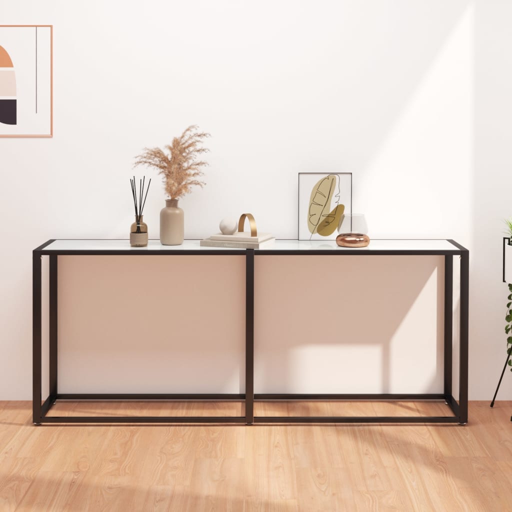Table console Marbre blanc 180x35x75,5 cm Verre trempé - XIOS