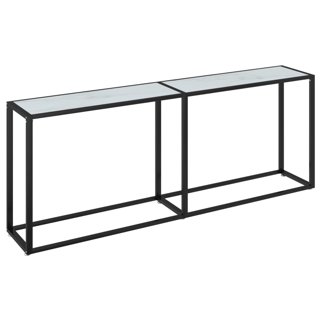 Table console Marbre blanc 200x35x75,5 cm Verre trempé - XIOS