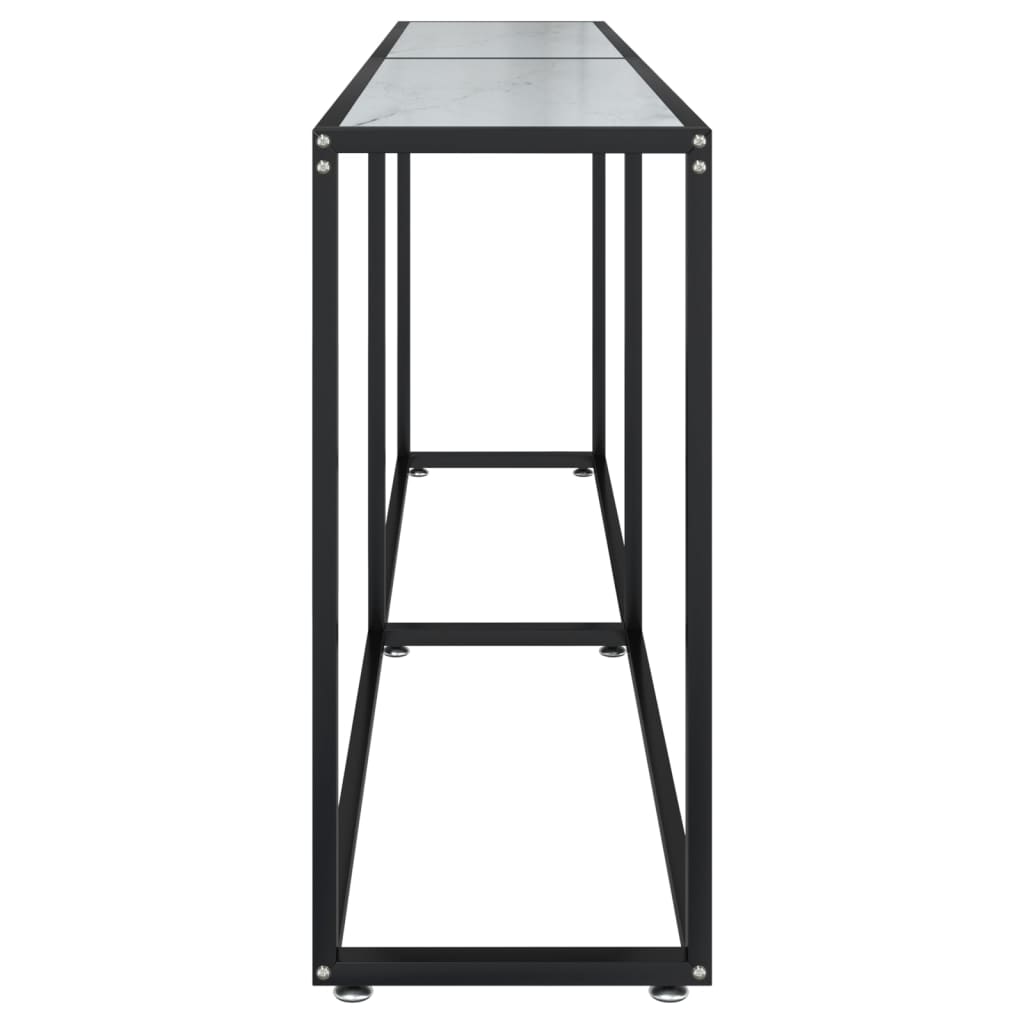 Table console Marbre blanc 200x35x75,5 cm Verre trempé - XIOS